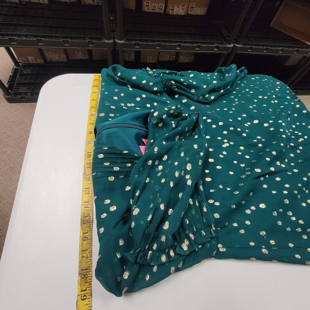 Lilly Pulitzer Womens Cleme Silk Long Sleeve Metallic Circle Dress Size 2 Green - Picture 6 of 10